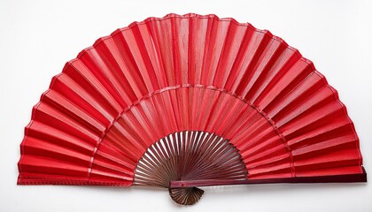 red chinese folding fan on a white background isolated background