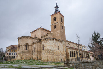 Segovia, Spain - 3 March, 2025: Iglesia de San Millán, a Romanesque church, Segovia, Castile and León, Spain
