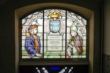 Segovia, Spain - 3 March, 2025: Stained Glass Window within the Alcazar of Segovia Castle, Castile Leon, Spain