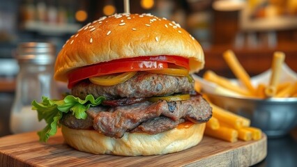 Beef hamburger ready to eat