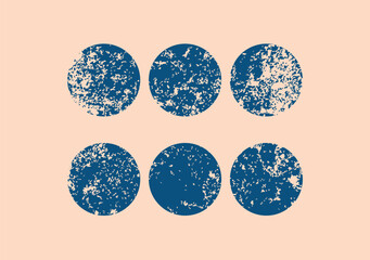 Assorted Scratched Distressed Textured Blue Circles Vector