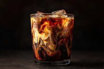 Iced coffee drink with swirled cream