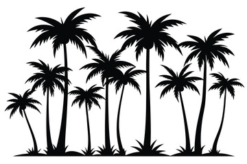 Silhouette of Palm Trees Tropical Paradise Illustration