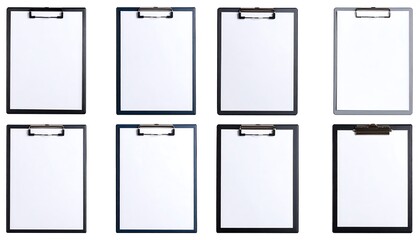 Multiple blank clipboards arranged in a grid