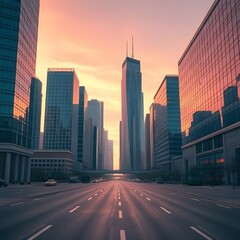 Fototapeta premium downtown sunset