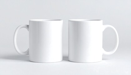 Obraz premium Two plain white mugs on a light gray background