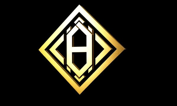 Gold-tone geometric logo
