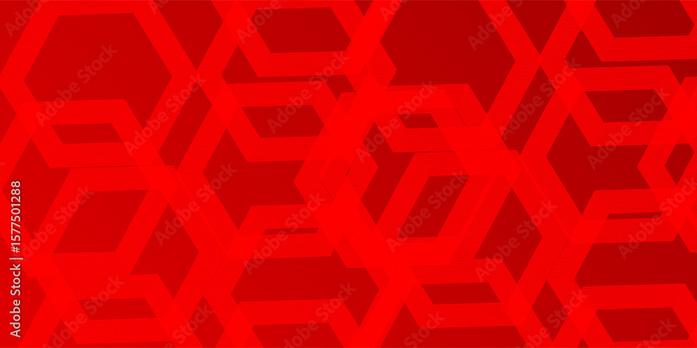 Poster abstract hexagon lines on red background. geometric stripe line art design modern.eps10