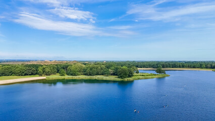 Aerial view of Lake Busloo in Twello in the Netherlands. High quality photo