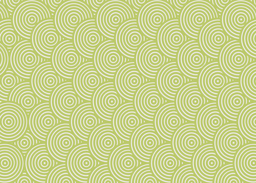 Seamless green wave pattern background inspired by traditional Japanese "seigaiha" design. This abstract scale-like motif is perfect for digital backgrounds, textiles, product packaging, or nature-ins - Powered by Adobe