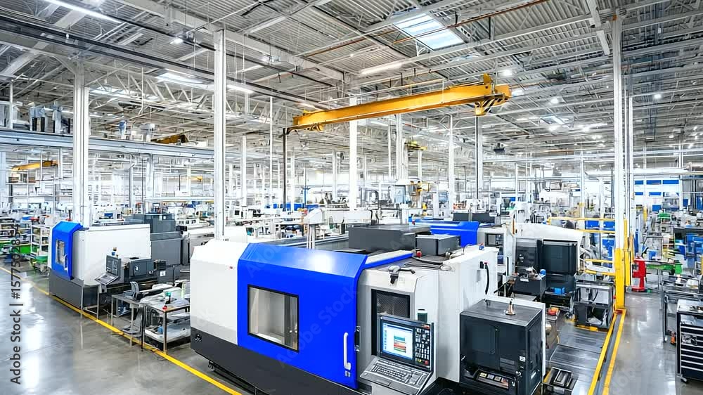 Poster technicians operate cnc machines to carve out aerospace components with micron-level precision in a 