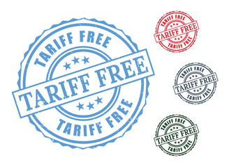 No Customs Duty Stamp Set, Tariff Free Trade Grunge Vector Labels  