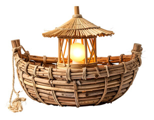 Illuminated Wicker Boat Lamp