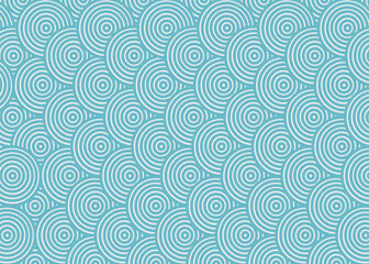 Seamless blue wave pattern background inspired by traditional Japanese "seigaiha" design. This abstract scale-like motif is perfect for digital backgrounds, textiles, product packaging, or nature-ins