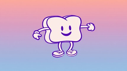 Cartoon slice of bread with expressive face and limbs