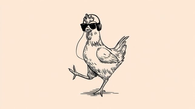A stylized chicken, cool and trendy