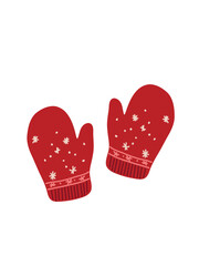 vector illustration of warm red mittens