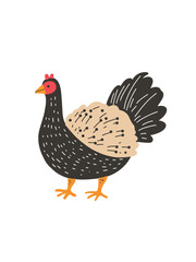 vector illustration of a cute turkey in kids cartoon style