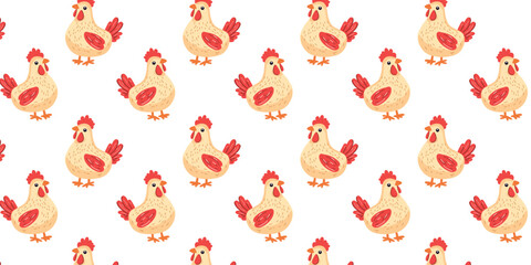 vector illustration joyful bright seamless pattern with cartoon hens for kids