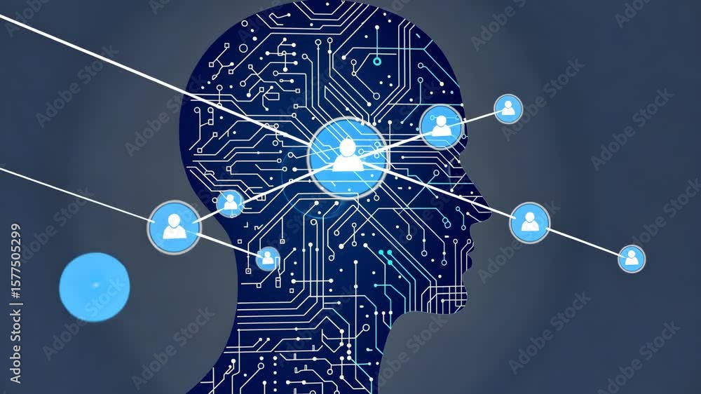 Poster abstract circuit board in human head loopable background