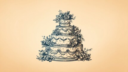 Vintage wedding cake illustration
