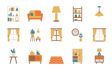 Mid Century Modern Home Interior Icons Furniture, Decor & Room Elements