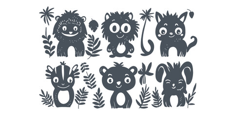 vector illustration of cute animals in kids style
