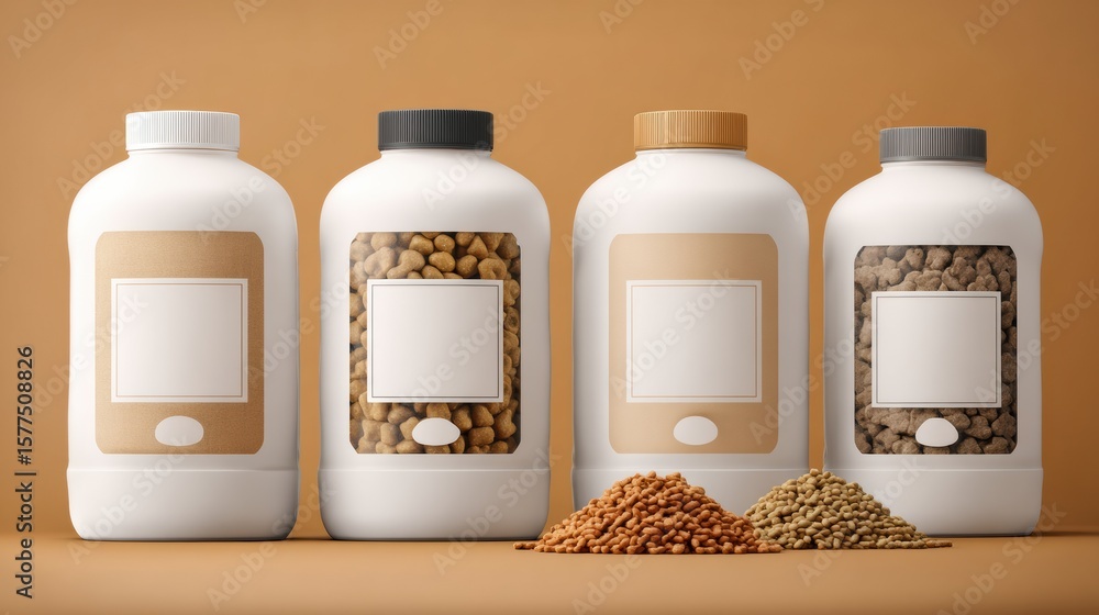 Aufkleber clear display of pet nutrition labels showcasing various types of pet food with ample space for cust