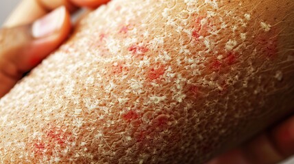 Fototapeta premium Psoriasis: Chronic Skin Condition, Inflammatory Plaque Symptoms, and Dermatological Treatment Approaches in Autoimmune Disorders
