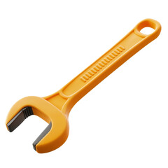 A 3D plasticine design, an icon of a wrench levitating in air isolated on a white transparent background