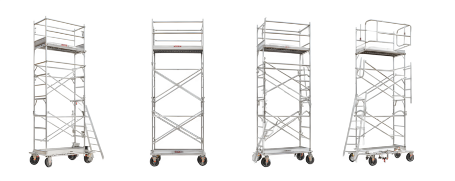 Detailed Premium Realistic Four mobile scaffolding tower digital artwork, transparent background, ideal for advertising and print projects, premium resource, professional graphics - Powered by Adobe