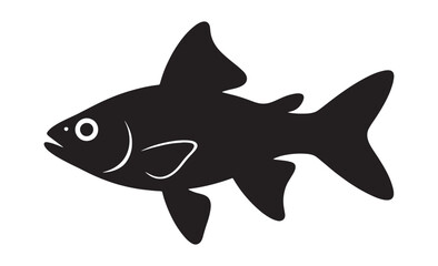 Fototapeta premium Simple black silhouette of a fish with white eye and fins