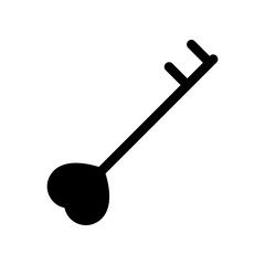 Vector Illustration of a Key with Heart-Shaped End on White