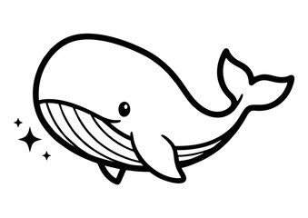 Fototapeta premium Adorable whale with playful expression and sparkle effect 