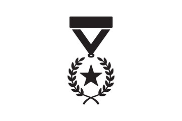 medal of honor icon silhouette vector with white background