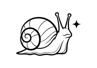 Cartoon snail illustration with a whimsical expression on  with copy space