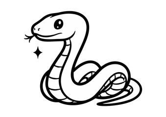 Fototapeta premium Cartoon snake character with a friendly expression with copy space 