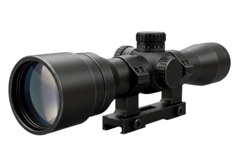 Professional black digital SLR camera lens isolated on white background