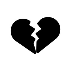Minimalist Broken Heart Icon Depicting Sadness and Separation