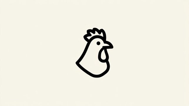 Simple black line drawing of a rooster's head