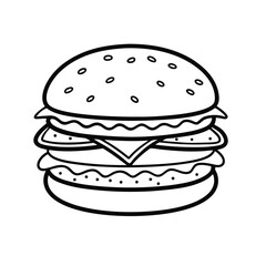 Hand-drawn hamburger outline vector illustration on white background