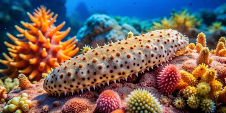 A Vibrant Sea Cucumber Rests Amongst a Kaleidoscope of Coral Reef Life
