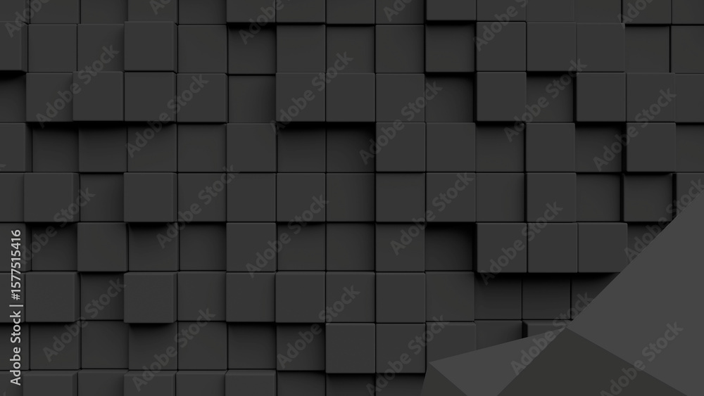 Fototapete abstract dark gray textured background with a geometric pattern of cubes and planes