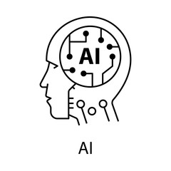 AI Icon – Artificial Intelligence Human Head Vector
