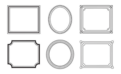 Collection of six distinctive black and white decorative borders and frames