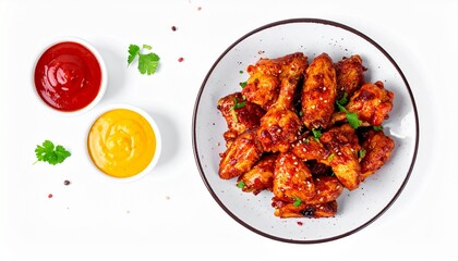 Spicy Air Fryer Chicken Wings with Assorted Dipping Sauces for a Delicious Meal