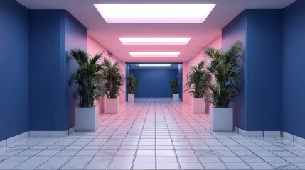 Retro hallway with vibrant color