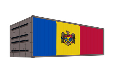 Moldova national flag with shipping container