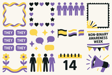 Non Binary Awareness Icons Pride Symbols LGBT Identity Vector Set