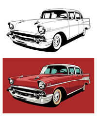 1954 Red Classic Muscle Car